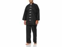 DEPICE Kung Fu Anzug China schwarz Baumwolle, weiße Knöpfe, Größe 130