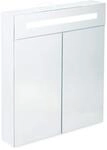 Relaxdays LED Spiegelschrank Stahl, H x B x T: 67 x 60 x 12 cm, wei&szlig;