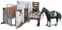 bruder 62506 - Bworld Pferdestall mit Pferd & Reiterin - 1:16 Pferdehof Hengst...