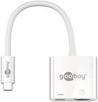 Goobay 62110 USB-C Stecker auf HDMI-Buchse, PD, wei&szlig;, extra USB-C Buchse