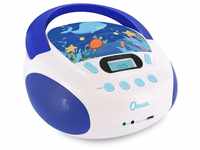 Metronic 477170 CD-Player für Kinder, Ozean, mit USB-/AUX-IN-Port blau/weiß