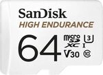 SanDisk High Endurance microSDXC Speicherkarte 64 GB + Adapter (F&uuml;r Dash-Cams...