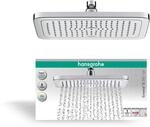 hansgrohe Croma E - wassersparende Kopfbrause (EcoSmart), eckige Duschbrause (280 x