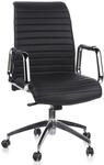 hjh OFFICE 600910 Chefsessel ASPERA 10 Leder Schwarz/Chrom hochwertiger B&uuml;rostuhl,
