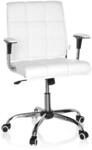 hjh OFFICE 719010 Home-Office Stuhl Ernesto Kunstleder Wei&szlig;/Chrom moderner Drehstuhl