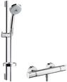 hansgrohe Croma 100 Duschset 0,65m, 3 Strahlarten mit Seifenablage, Chrom