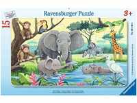 Ravensburger Kinderpuzzle - 06136 Tiere Afrikas - Rahmenpuzzle für Kinder ab 3
