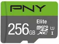 PNY Elite 256GB microSDXC-Speicherkarte + SD-Adapter, 100MB/s Lesegeschwindigkeit,