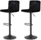 Hela Tische, 2er Set Barhocker Amanda, Bezug Samtvelour Schwarz, Gestell Grau...