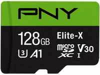PNY Elite-X 128 GB microSDXC-Speicherkarte mit SD-Adapter, A1 App-Performance,...