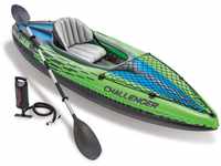 Intex Challenger K1 Kayak 1 Man Inflatable Canoe with Aluminum Oars and Hand...
