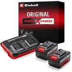 Original Einhell Starter Kit 2x 3,0 Ah Akkus und Twincharger Power X-Change (Li-Ion,