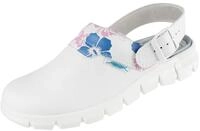 Abeba Clog 7320 - Dynamic Glattleder, wei&szlig; mit Aufdruck Blumenmuster,...