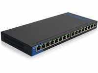 Linksys LGS116P-EU 16-Port Unmanaged Gigabit-Netzwerk-Switch mit 8 PoE+-Ports,