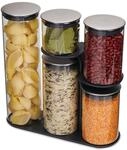 Joseph Joseph Podium - 5-teiliges Aufbewahrungsgestell f&uuml;r Vorratsdosen, Glas - grau
