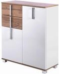 Schildmeyer Seitenschrank Luca 135872, wei&szlig; glanz/Eiche Landhaus Dekor,