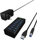 ICY BOX 7-fach USB 3.0 Hub mit 12 V / 3 A Stromadapter, Aluminiumgeh&auml;use und