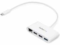 StarTech.com 3 Port USB 3.0 Hub plus Gigabit Ethernet - USB-C - Weiß - USB Hub...