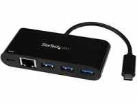 StarTech.com 3 Port USB 3.0 Hub mit Gigabit Ethernet und Stromversorgung - USB...