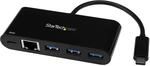 StarTech.com 3 Port USB 3.0 Hub mit Gigabit Ethernet und Stromversorgung - USB Type C