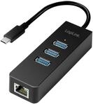 LogiLink USB 3.0 (Typ-C) zu Gigabit Netzwerk Adapter (RJ45) und 3X USB 3.0 (Typ-A)