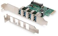 DIGITUS IO-Karte - PCIe - USB 3.0 Schnittstellen-Karte - 4-Port USB Typ-A - Max. 5