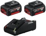 Bosch Professional 18V System Akku Starter-Set: 2x GBA 18V 4.0Ah Akku +