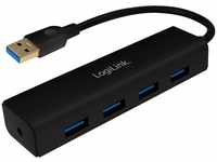 LogiLink UA0295 USB 3.0 Hub, 4 USB Anschlüsse zur Erweiterung schwarz