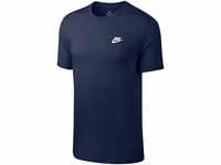 Nike Herren T-Shirt Sportswear Club, Midnight Navy/White, L, AR4997-410