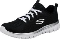 Skechers Damen Graceful Get Connected Sneakers, Black Mesh White Trim, 36 EU