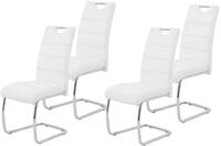Hela Tische 4er Set Schwingstuhl, K&uuml;chenstuhl Flora, Kunstleder Wei&szlig;, Griffmulde,