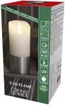 Konstsmide LED Echtwachskerze, wei&szlig;, mit silberfarbener Banderole, 3D Flamme,...