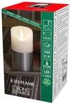 Konstsmide LED Echtwachskerze, wei&szlig;, mit silberfarbener Banderole, 3D Flamme, 4h und