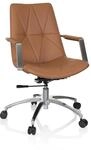 hjh OFFICE 670980 Drehstuhl SARANTO II PU Braun Sessel im Retro-Look mit Rollen,