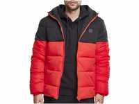 Urban Classics Herren Hooded 2-Tone Puffer Jacket, Red (firered/blk 01440), L