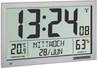 TFA Dostmann Funk-Wanduhr Digitale XL mit Raumklimaanzeige 60.4517.54 (Silber)