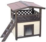 Kerbl Pet Katzenhaus beheizbar 4-Seasons Deluxe, Katzenh&uuml;tte, Dunkelbraun, gelb,