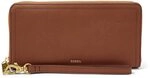 Fossil Brieftasche f&uuml;r Frauen Logan, PU, PVC Zip Clutch braun 19,7 cm L x 1,9 cm B x