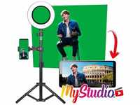 MyStudio Green Screen Studio Kit, Stativ, 2x3 m Greenscreen, Videoleuchte,...