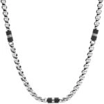 Fossil Halskette F&uuml;r M&auml;nner Kleid, L&auml;nge: 450mm + 50mm Silber Edelstahl...