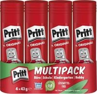 Pritt Klebestift, kinderfreundlicher Kleber f&uuml;r Schule & B&uuml;ro, 4x43g