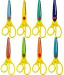 kwb Bastelscheren-Set f&uuml;r Kinder, 9-teilig, inkl. 8 bunten Scheren-Aufs&auml;tzen, 16,5