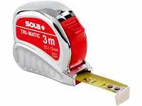 SOLA Bandmaß - TRI-MATIC - 3m / 13mm - Profi-Taschenbandmaß mit Gürtelclip -