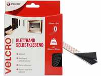 Velcro Brand Klettband-Selbstklebend, 20 mm x 5 m Rolle-Schwarz, 20mm x 5m