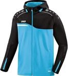 JAKO Damen Kapuzenjacke Competition 2.0, aqua/schwarz, 44, 6818