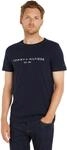 Tommy Hilfiger Herren T-Shirt Kurzarm Core Tommy Logo Rundhalsausschnitt, Blau (Sky