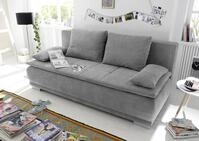 LUIGI Bequemes Schlafsofa mit Bettkasten, Stoffbezug Schlamm - Klappbares Sofa mit