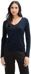 TOM TAILOR Damen Basic Strickpullover mit V-Ausschnitt, 10668 - Sky Captain Blue, S
