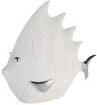 Casablanca Dekofigur Skuptur Fisch in Stein-Optik, 36 x 33 cm, wei&szlig;/Silber