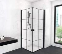 MARWELL 90x90x200 cm CLEAN LINE Glasdusche &ndash; Duschabtrennung in matt schwarz &ndash;